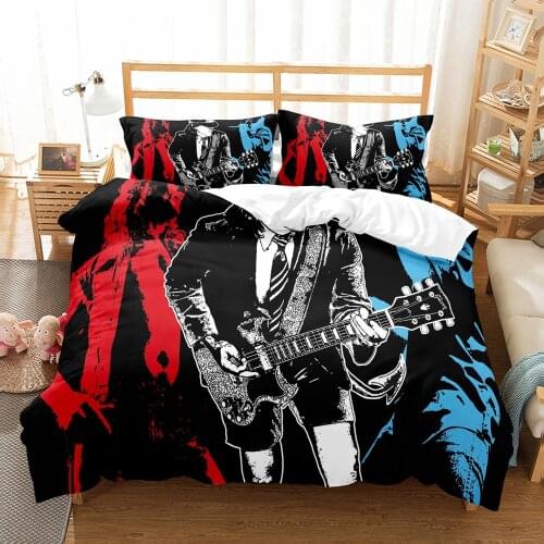 AC DC Music Bedding Set Popular Comforter 3D Print Luxury Duvet Cover Set Home Textile Decoration Fashion Queen King Single Size