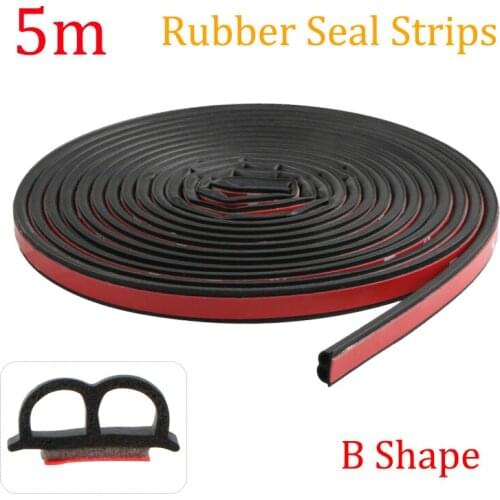 5M Car Door Seal Strips Sticker Weatherstrip Rubber Seal Sound Insulation Sealing Strip Automobiles Interior Accessorie B Shape