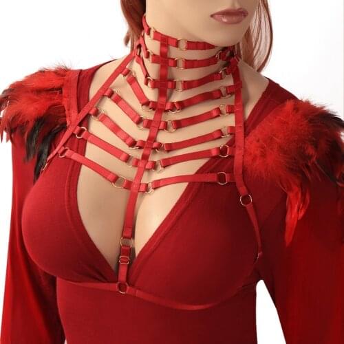 Feather Gothic Clothes Buttocks Bondage Body Sexy Lingerie Bra Women Club Wear Bandage Womens BeltStocking Garter Belt Harness