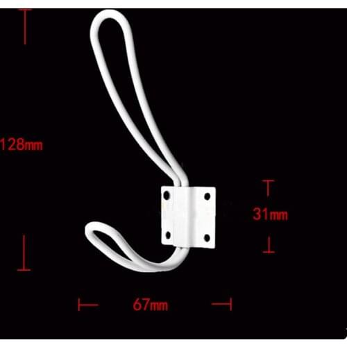 White Door Hanger Hooks Fashion Bathroom Wall Hanger Hats Bag Keychain Iron Hook Coat Wall Hooks with Screws,122*28mm,1Pc