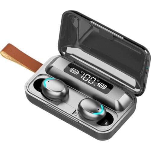 New F9-5 Lanyard Bluetooth TWS Wireless Bluetooth 5.0 Earphone LED Display 9D Noise Reduction Touch Control Game Gift earbuds