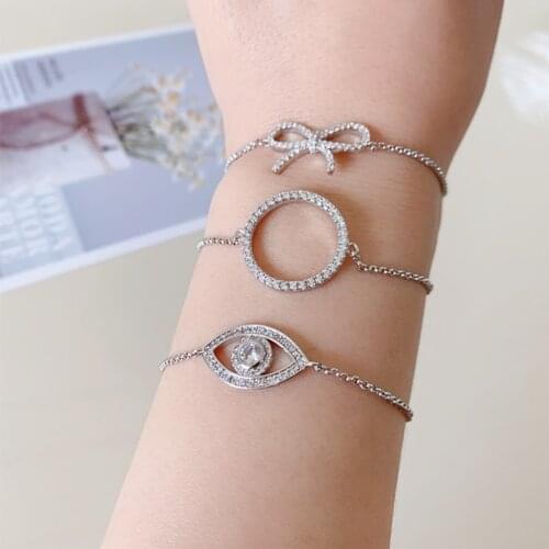 Fashion Simple Popular Charm Silver Color Cz Stone Eye Bracelet For Women Zircon Jewelry Wholesale Zk40