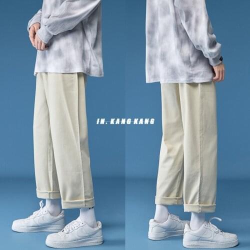 Black Apricot Cotton Casual Pants Mens Fashion Straight Pants Men Streetwear Loose Cargo Pants Mens Trousers M-2XL