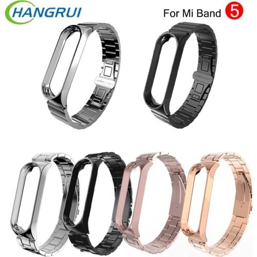 For Xiaomi Mi Band 5 Replace Metal Stainless Steel Strap For Mi Band 5 Bracelet Wristbands MiBand 5 NFC Smart Accessories Strap