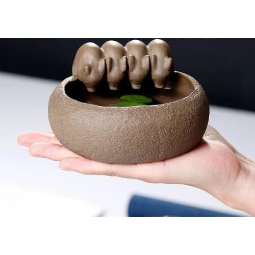 Purple Sand Pig Drinking Creative Handmade Four Pigs Tea Carve Tea Carve Decoration Tea Set Tea Ceremony Utensils Supportable