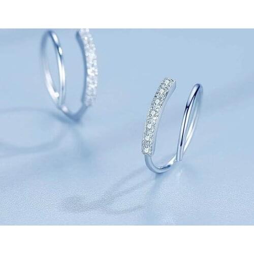 Exquisite Hoop Earrings S925 Silvery Spring Design Inlay Shiny Small Zircon Simple Jewelry For Women Party Girls Birthday Gifts