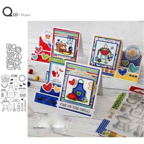 Kitchen Barbecue Stamps and Dies Metal Cutting Dies for Scrapbooking Mold Cut Stencil DIY Card Make Mould Model Craft Decoration