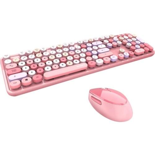Sweet Mixed Color Cute Portable 2.4Ghz Wireless Keyboard Mouse Set Girl Universal Desktop Notebook Office Keyboard and Mouse