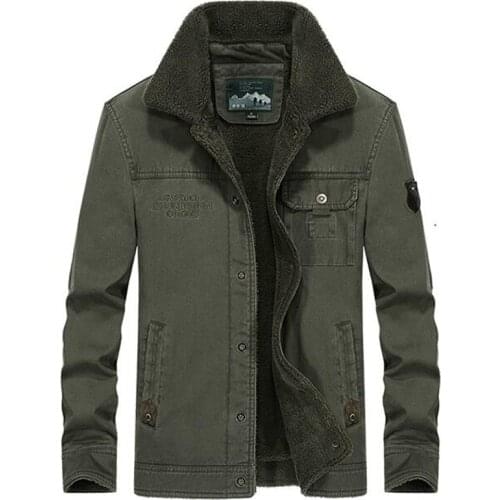 Brand Winter Jacket Men Plus Size 5XL Military Fur Plush Lapel Denim Jackets Coats Mens Thicken Fleece Jeans Jacket