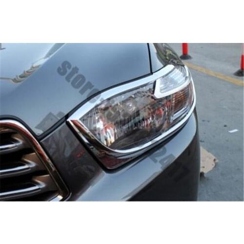 For Toyota Highlander 2009-2014 ABS Chrome Front+Rear headlight Lamp Cover Car styling