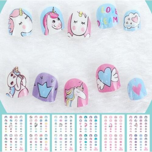 Unicorn Nail Stickers For Kids Cartoon Nail Art Decoration Nail Wraps Cute Elements Manicure Foil Nail Art Stickers Child tattoo