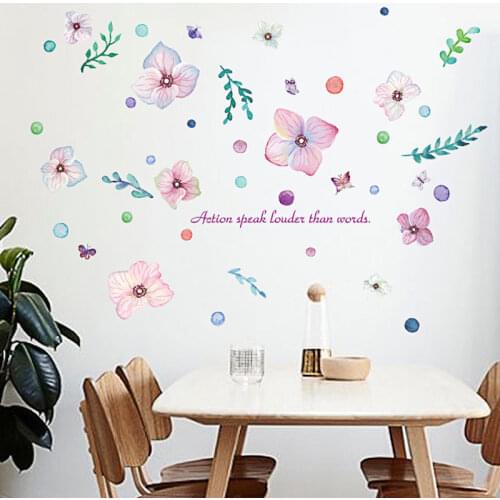 Romantic Flower Wall Stickers Hallway Cabinet Refrigerator Restaurant TV Background Living Room Wall Decoratiion PVC Decals