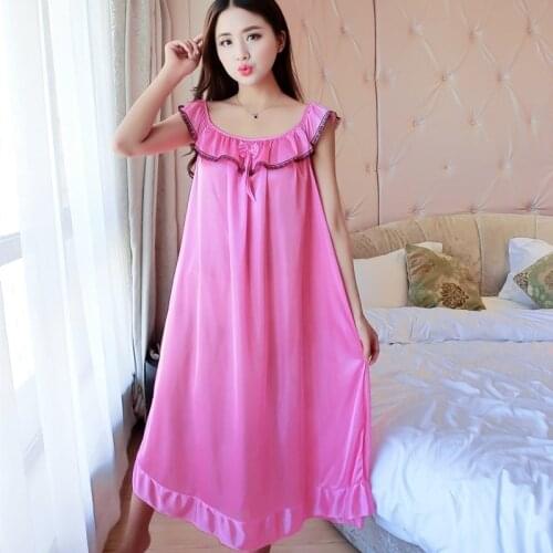 Oversize 6XL O Neck Women Satin Nightgown Sexy Sleepwear Short Sleeve Ladies Silk Nightwear Sleep Wear Night Gown Lingerie Dress