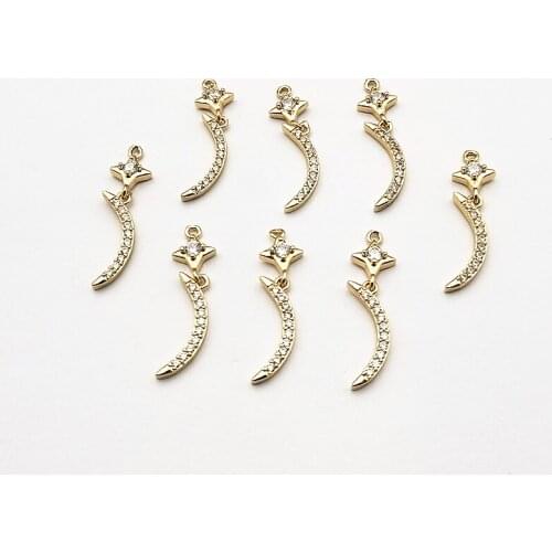 New arrival! 30x8mm 50pcs Cubic Zirconia Star/Moon shape Charm for Ear DIY Making parts,Jewelry Accessories Findings & Component