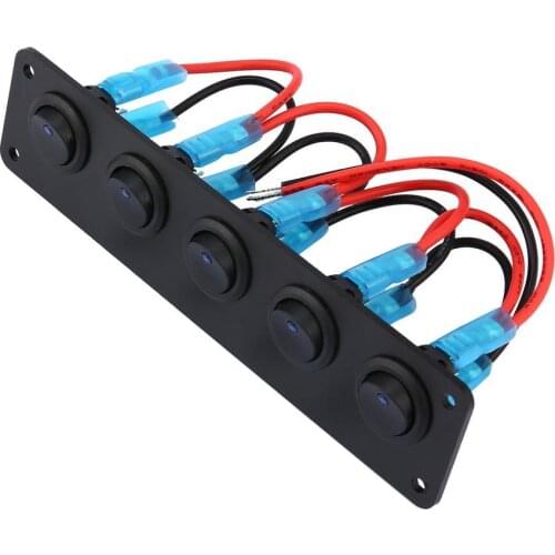 New 5 Gang 12V Rocker Switch for Car Marine Boat Circuit Breakers Overload Protected LED Light Rocker Switch Panel Circuit