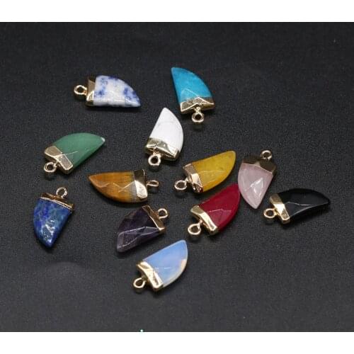 Natural Stone Agates Lapis Lazuli Pendants Knife Shape Amethysts Charms Pendant for Jewelry Making DIY Necklace Earrings 10x22mm