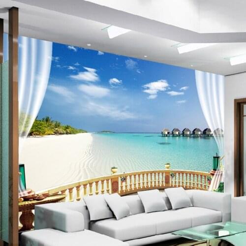 Custom 3D Photo Wallpaper Beach Seaview Large Wall Painting Living Room Sofa Bedroom TV Background Decoration Wallpaper Murale