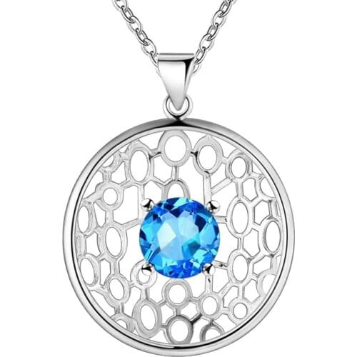 Silver plated stone wholesale nice silver plated jewelry necklave pendant blue red fashion womens ZAN1922
