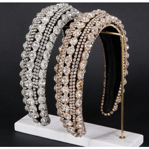 Full Rhineston Headband Luxury Hair Accessories Hairbands Sparkly Crystal Padded Baroque Headbands Headdress For Women Hairbands