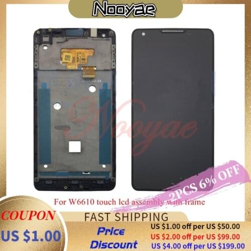 Tested Black Digitizer For Philips W6610 W6618 Touch Screen Sensor with LCD display full Completely Assembly frame