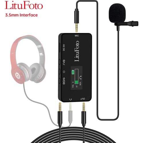 LituFoto VV18 3.5mm Interface Wired Digital Lavalier Microphone For Connect To Computer, Iphone, Ipad Live Recording Microfone