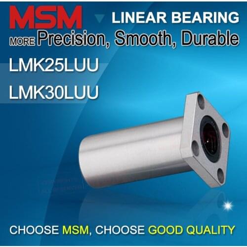 2pcs MSM LMK25LUU LMK30LUU Long Type Square Flange Linear Bearings 25x40x112mm Sliding Ball Bushings 30x45x123mm Shaft Guides