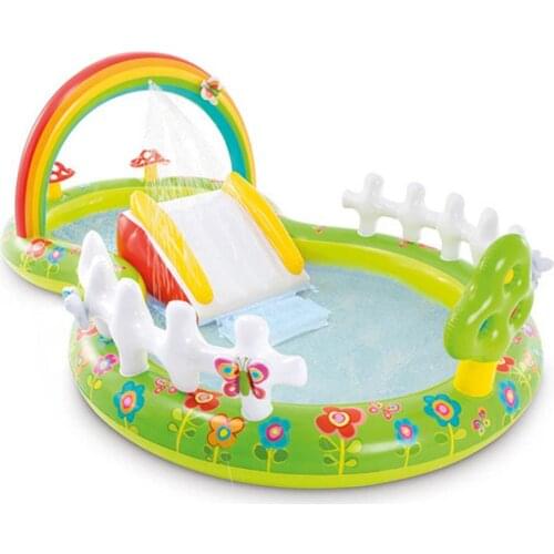 Garden Rainbow Inflatable Swimming Pool Kid Play Center Large Pools For Family Removable Above Ground Pool Water Water Slide