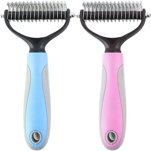 Hair Removal Comb for Dogs Cat Detangler Fur Trimming Dematting Double-sided Deshedding Brush Pet Grooming Tool For Long Hair