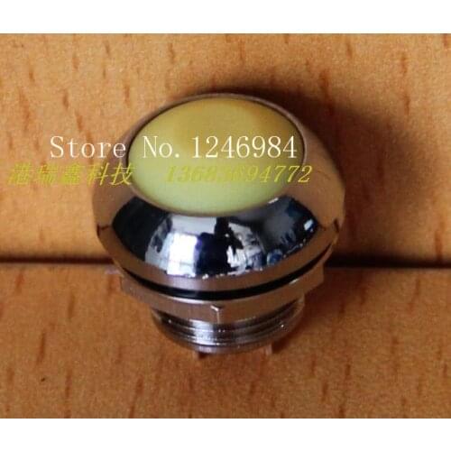 [SA]M12 waterproof switch reset button Taiwan Deli Wei PAS6 white metal rim lock-free round yellow buttons--20pcs/lot