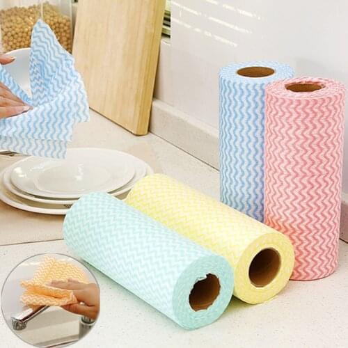 25 Pieces/rolls Disposable Reusable Kitchen Paper Kitchen Cloth Rolls Cleaning Rags Scouring Pads Dish Towels Cleaning Paper