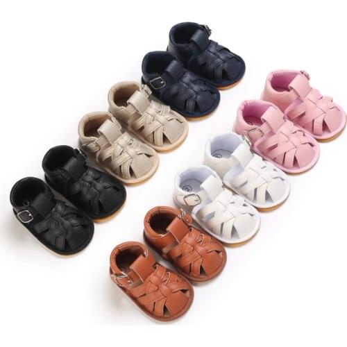 Rome Style Soft PU Leather Baby Sandals Toddlers Summer Little Shoes For Girls Boys Sandals Newborns Non-slip First Walkers