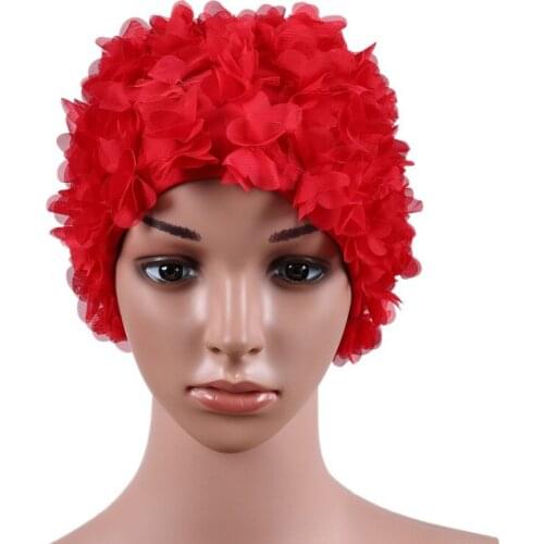 Swimming Cap Women Floral Elastic Breathable Padding Bathing Long Hair Hat Quick Dry wear Sports Accessories
