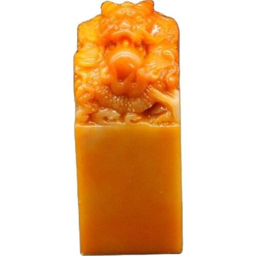 Shoushan Stone Wolong seal calligraphy painting seal stone collection gift ornaments