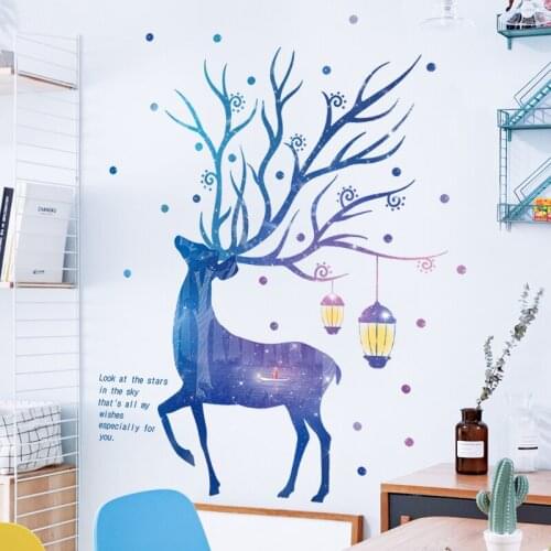 Nordic Elk Wall Stickers Home Warm Bedroom Porch Sofa Background Wall Decoration Room Decals Accessories Wallpaper