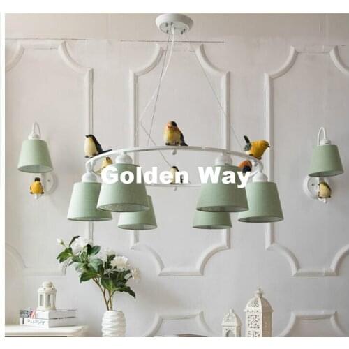Modern Nordic 3L/6L Bird LED Modern Nordic Style Creative Brief Restaurant Lights Bird Personalized Rustic Fabaric Pendant Lamp