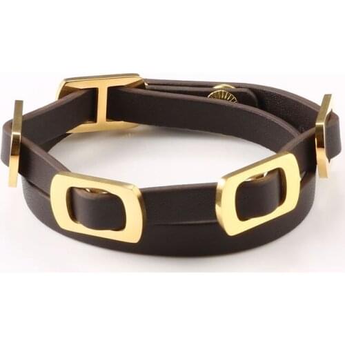 MSX Vintage Men Leather Bracelet Brown Color Open Cuff Rope Charm Bangles Punk Style Multilayer Adjustable Bracelet for Women