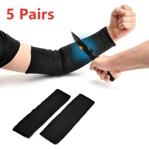 5 Pair Arm Protection Sleeve, Cut Resitant 40cm Burn Resistant Anti Abrasion Safety Arm Guard for Garden Kitchen Yark Work