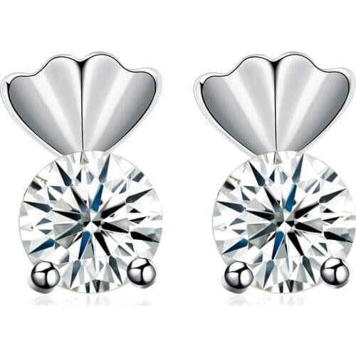 ZEMIOR Sterling Silver 925 Jewelry Creative Double Heart Earrings For Women Round Cubic Zirconia Stud Earring To Girlfriend