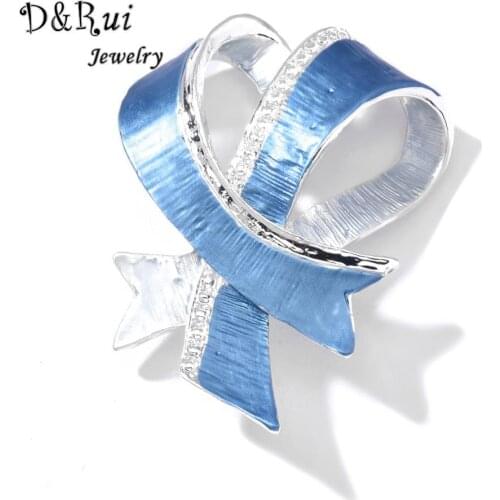 Womens Elegant Bowknot Brooch Pin 2020 Fashion Enamel Blue Alloy Brooches Wedding Jewelry High Quality Pins for Women Gifts