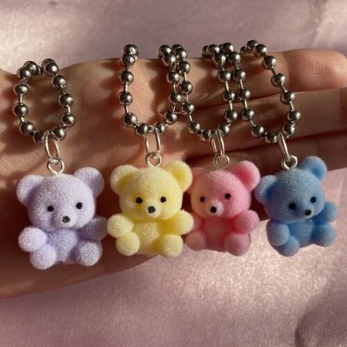 Womens Neck Chain Color Bear Necklace Chains and Necklaces Punk Kpop Goth Gothic Friends Y2k Beads Fashion Jewelry