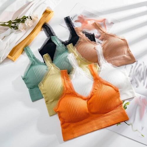 Womens Crop Tops Ribbed Summer Tank Top Cropped Underwear Scoop Neck TShirt Top Seamless Bralette Lingerie Fashion Sexy Camisole