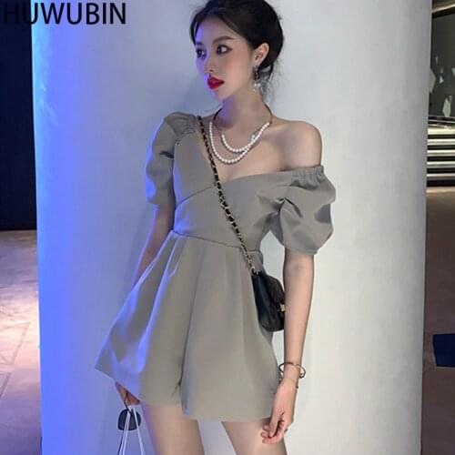 2021 Summer Sexy Strapless Womens Jumpsuit V-Neck Short Sleeve Sportswear Fashion Elegant High Waist Jumpsuit Shorts