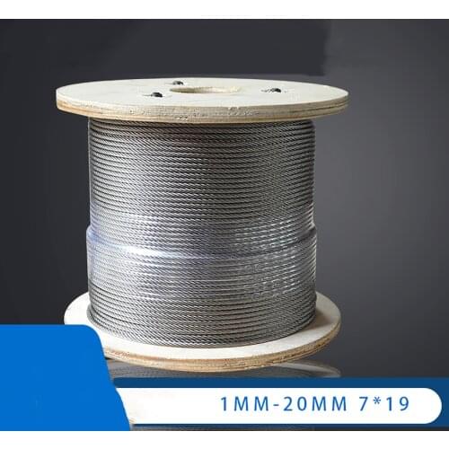 1Meter 304 Stainless Steel Wire Rope 7*19 Cable Clothesline 1mm/1.2mm/1.5mm/2mm/2.5mm-5mm Fishing Lifting Cable Rustproof