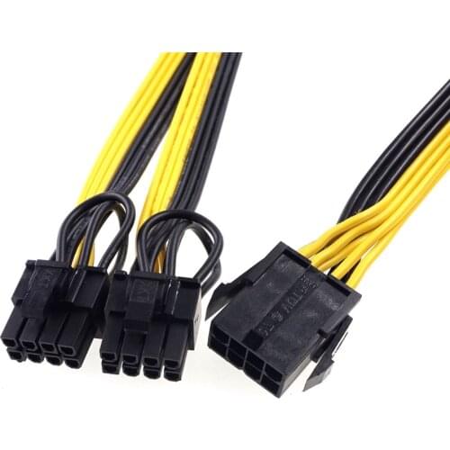 2pcs ATX PSU CPU EPS12V 8 pin Female to Dual 8 Pin (6+2) PCI-E Video Card Graphics Male Power Cable Adapter PCI Express 20 cm