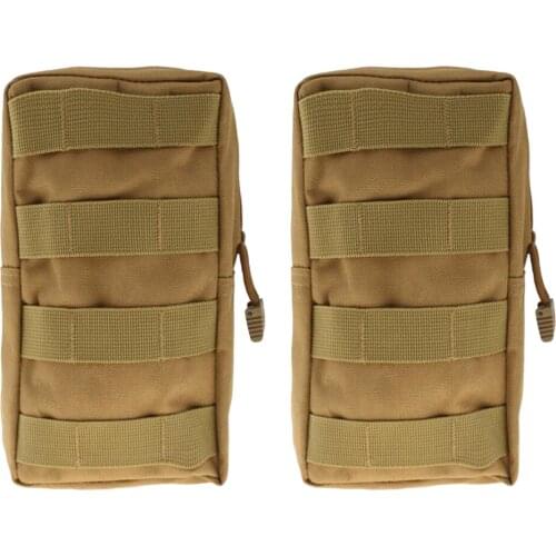 2x New Tactical MOLLE Utility Pouch Modular Accessory Bag for Camping Hiking Coyote tan