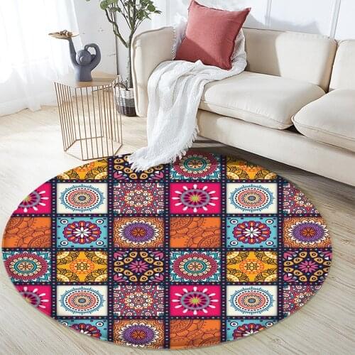 2021 Mandala Style Pattern Carpet Non-slip Bath Mat Soft Fluffy Good Quqlity Flannel Living Room Bedroom Decorative Carpet