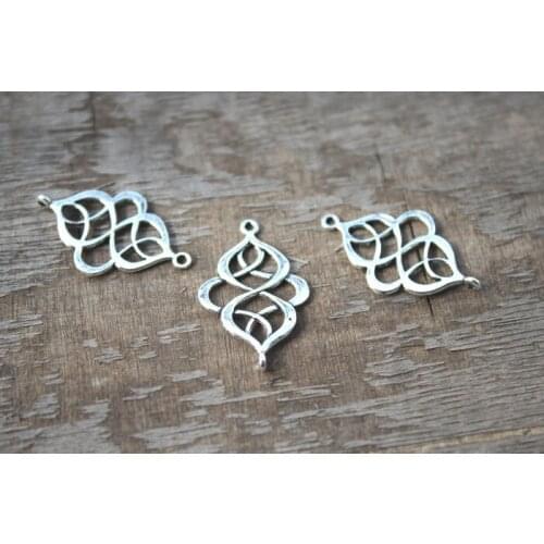 40pcs Knot Connector Knot Charms Antiqued Silver Tone Double Sided 17 x 21 mm