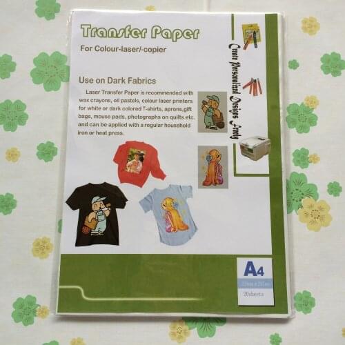 A4 size (20 pieces/lot) laser dark t-shirt paper for white, light or dark color material