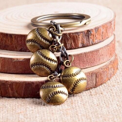 Baseball keychain cute key ring for women bronze retro key chain portachiavi chaveiro llaveros hombre