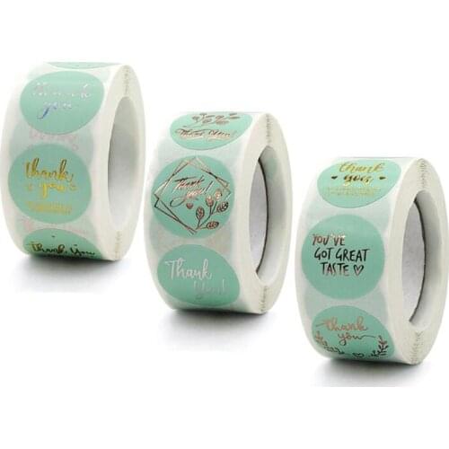 Bronzing Rose Green Small Business Thank You Stickers Labels Scrapbook Seal Stationery Thank You for Your Order Supply 100PCS